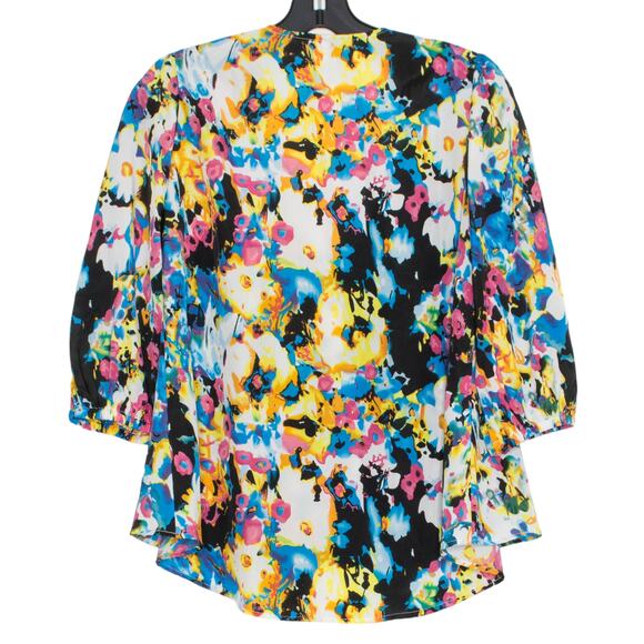 Lovers + Friends Womens Top Floral Scoop Neck High Low Watercolor Size Small FF - Picture 2 of 6